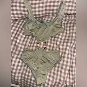 Montce Shimmery Sage Green One-Piece with Ring Detail